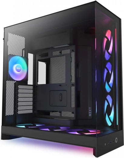 NZXT H9 Flow RGB+ obudowa Mid-Tower z oknem, czarna