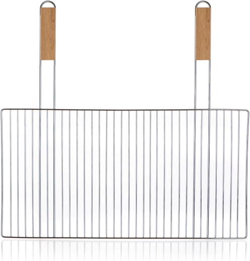 Ruszt grillowy BBQ 57 × 30 cm z drewnianymi uchwytami