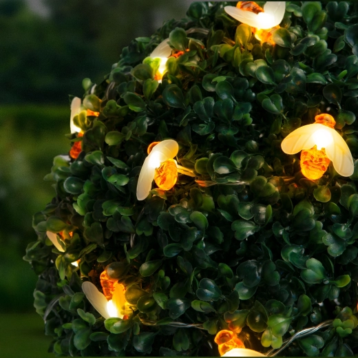Solarny łańcuch świetlny LED w kształcie pszczół, 2,3 m, 20 LED, ciepła biel