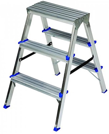 Dwustronne aluminiowe schodki 3 szczeble ELKOP
