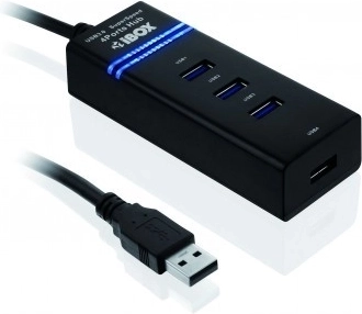 Hub USB 3.0 IUH3FB, 4× USB 3.0, czarny