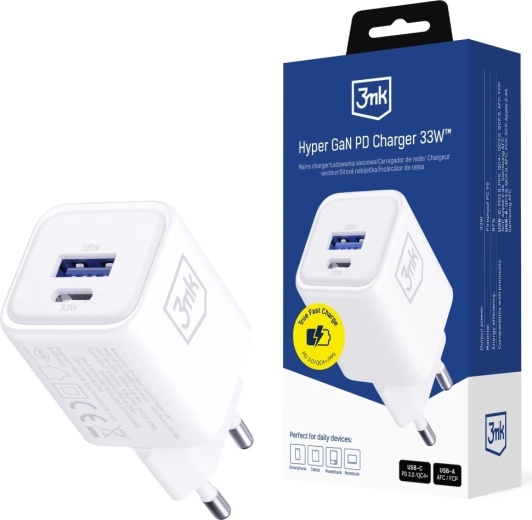 3mk Hyper Charger PD 33W GaN biała ładowarka sieciowa