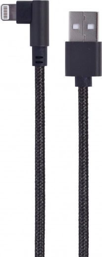 Kabel USB do złącza 8pin (kątowy), oplot tekstylny, 0,2 m, czarny - 1 sztuka