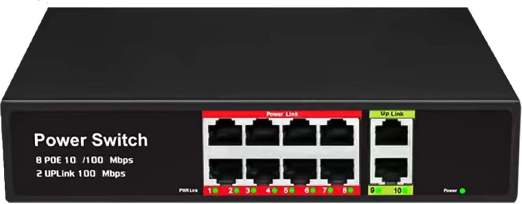 Przełącznik PoE RENEW FORCE 8× PoE + 2× uplink RJ45 10/100 Mb/s - 1 szt.