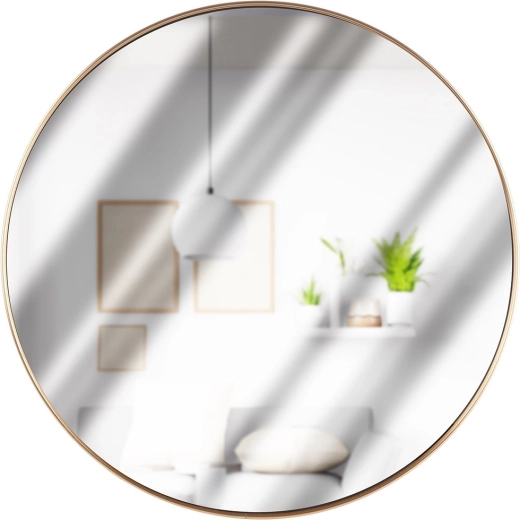 Okrągłe lustro ścienne w złotej ramie 50 cm