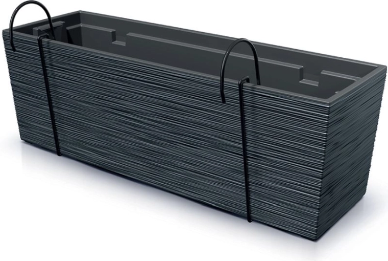 Plastowa donica balkonowa FURU CASE 58 cm – antracyt