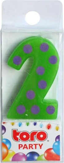 Świeczka tortowa cyfra 2 TORO, do wbijania 4,5 cm
