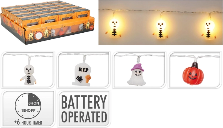 Halloweenowy łańcuch świetlny LED 1,65 m – ciepła biel