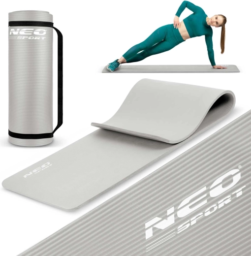 Mata do ćwiczeń NEO SPORT 183 × 60 cm szara
