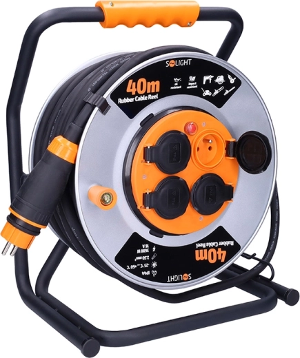Solight przedłużacz na metalowym bębnie 40 m, 4 gniazda, H07RN-F 3G2,5, IP44