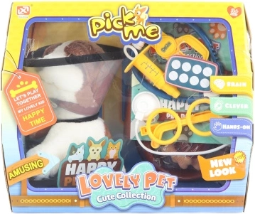 Dziecięcy zestaw weterynaryjny z pluszowym pieskiem 18 cm