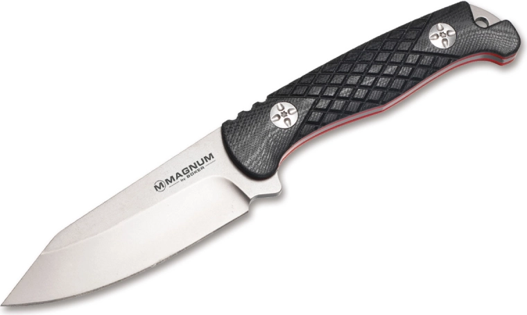 Magnum Life Knife bushcraft/EDC nóż 10 cm, szary, czarno‑czerwony, G10, kabura Kydex