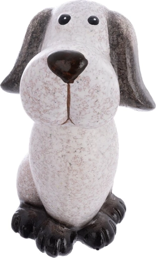 Dekoracyjna figurka psa z polyresinu, beżowa 22 × 13 × 16 cm
