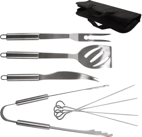 Narzędzia do grillowania ze stali nierdzewnej w etui Orion, 9 elementów