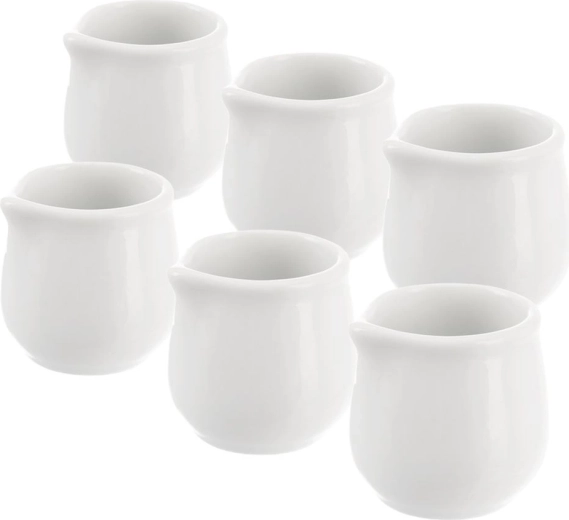 Porcelanowe mini dzbanuszki na mleko MONA, białe, 20 ml, zestaw 6 szt.