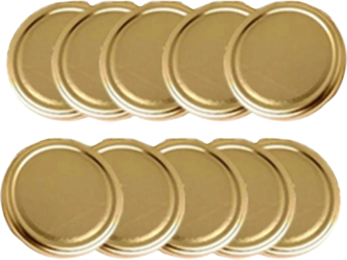 Zestaw 10 złotych wieczek fi 66 z 4 zaczepami