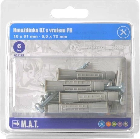 Kołek wiązany z wkrętem 10 mm, zestaw 6 szt.