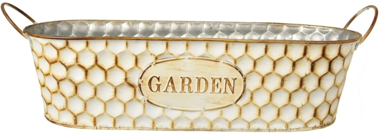 Donica metalowa GARDEN w kolorze beżowym 37 × 10 × 10 cm