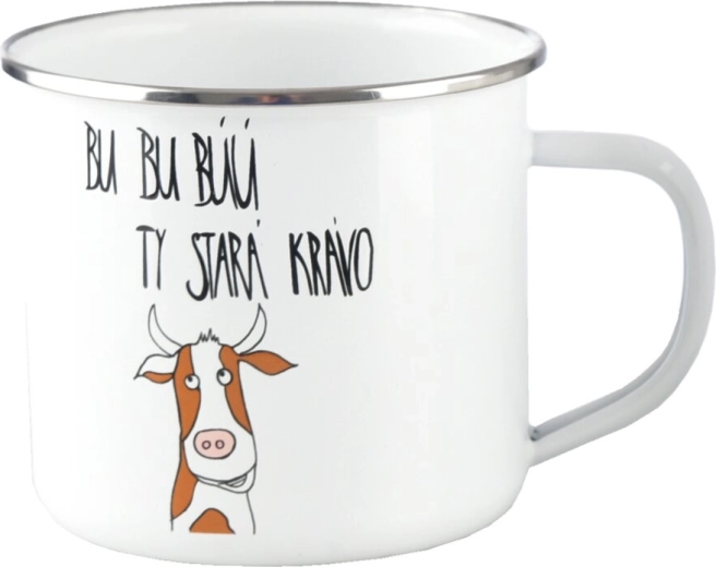 Biały emaliowany kubek „Bu, bu…” 500 ml