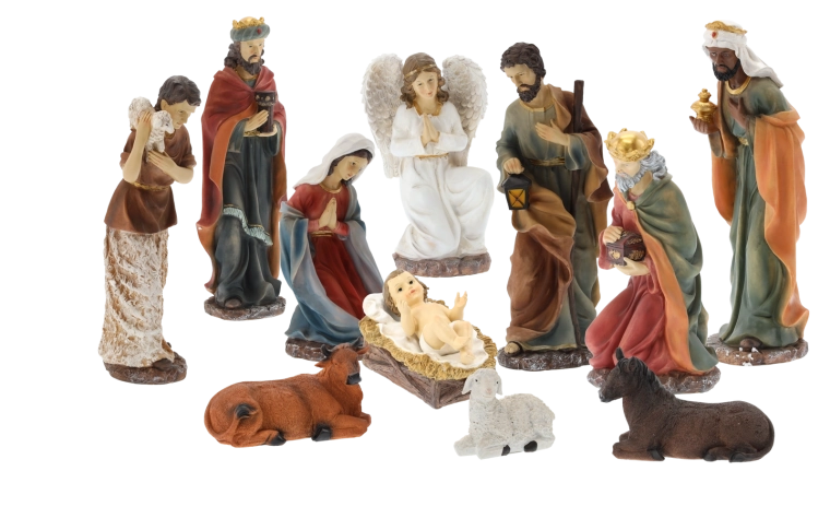 Zestaw figurek do szopki z żywicy epoksydowej – 11 elementów (do 46 cm)