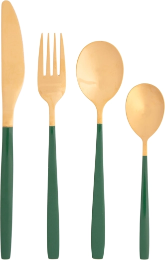 Zestaw sztućców NOBLE GOLD GREEN 24 szt. w pudełku prezentowym