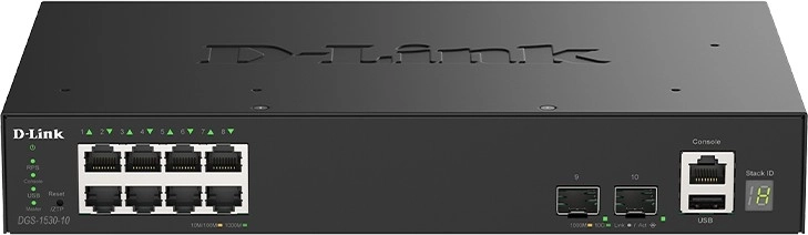 Smart zarządzalny przełącznik D-Link DGS-1530-10/E z 8 portami gigabitowymi i 2 portami 10G SFP+