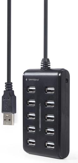 Hub USB 2.0 z 10 portami, czarny