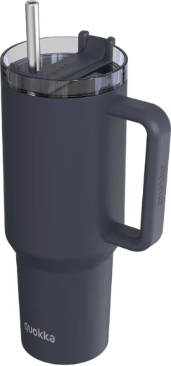 Termokubek ze stali nierdzewnej Quokka Stream ze słomką czarny 1,2 l