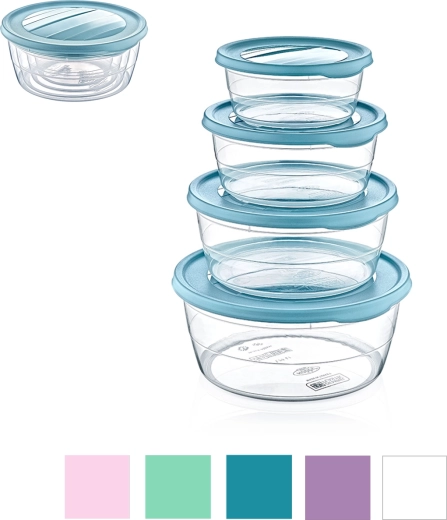 Zestaw 4 okrągłych pojemników na żywność Trend Box (0,3 l + 0,7 l + 1,1 l + 1,75 l)