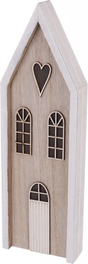 Drewniany dekoracyjny domek beżowy 9 × 3 × 30 cm