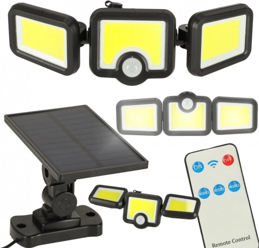 Solarny reflektor LED 3w1 z czujnikiem ruchu i zmierzchu