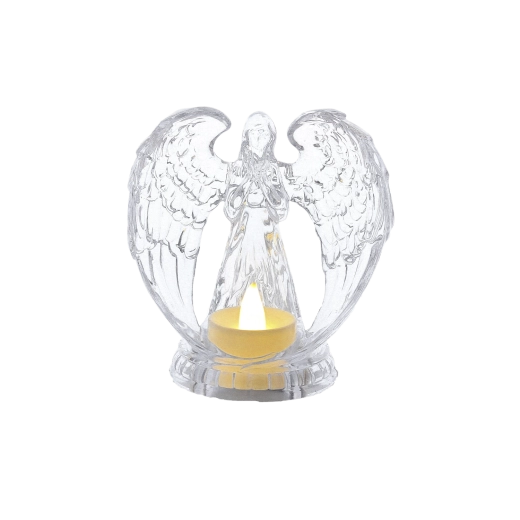 Świeczka LED Anioł transparentna 10,7 × 11,1 cm