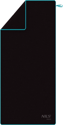Szybkoschnący ręcznik z mikrofibry NILS aqua, czarno/niebieski, 200 × 90 cm