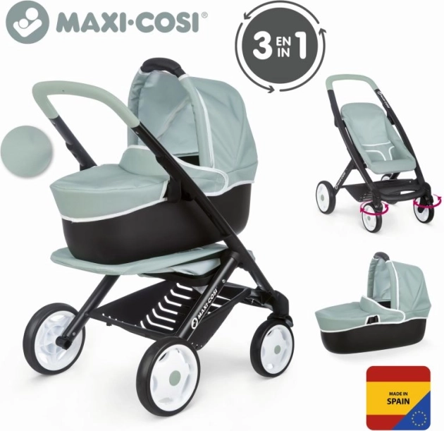 Wózek kombinowany dla lalek MAXI-COSI 3w1 turkusowo‑szary