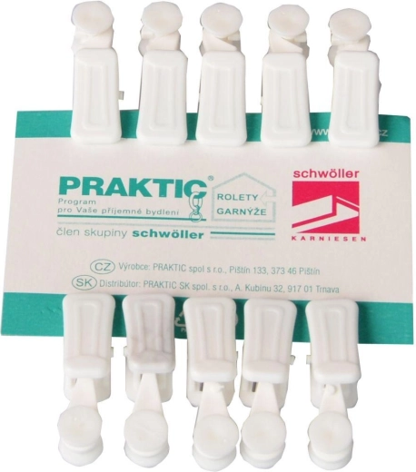 Klamry do szyny U, białe, 10 szt.