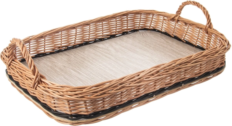 Wiklinowa taca do serwowania z uchwytami 46 × 31 cm