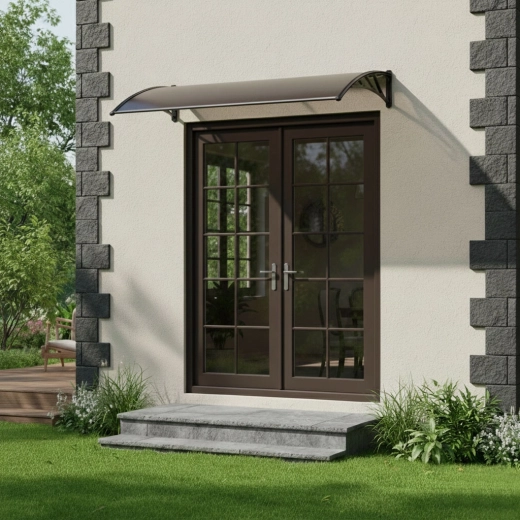Elegancka ochrona wejścia przed deszczem i słońcem