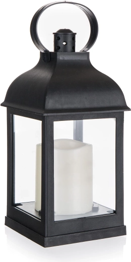 Solarna latarnia LED czarna 10 × 10 × 22 cm