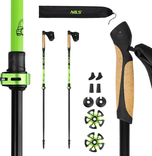 Kije nordic walking NILS z korkową rękojeścią i szybkozaciskami