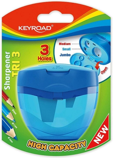 Temperówka Keyroad Tri Plus z pojemnikiem o dużej pojemności, 3 otwory