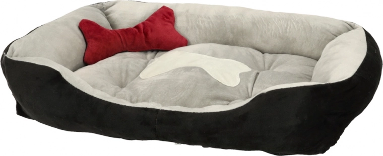 Legowisko dla psów i kotów, miękka prostokątna sofa 60 × 45 cm, czarno‑szare