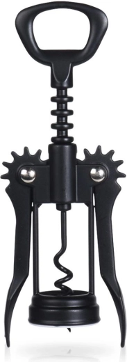 Metalowy skrzydełkowy otwieracz do wina, czarny, 16 cm