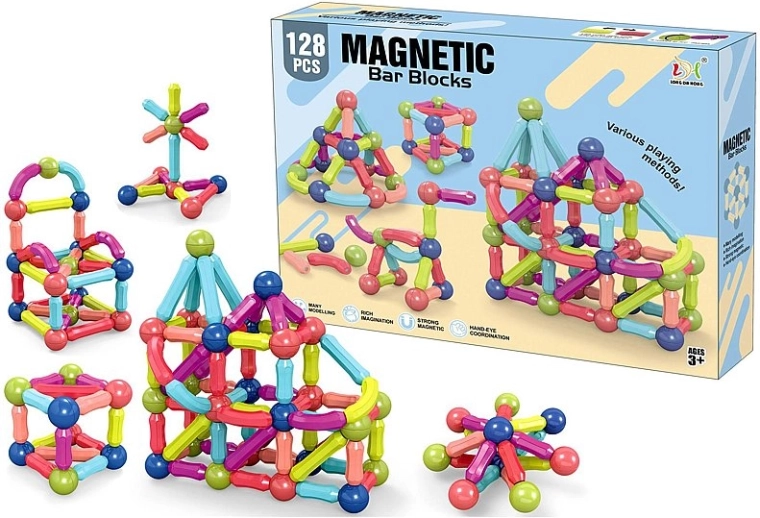 Magnetyczne klocki konstrukcyjne 3D 128 szt.