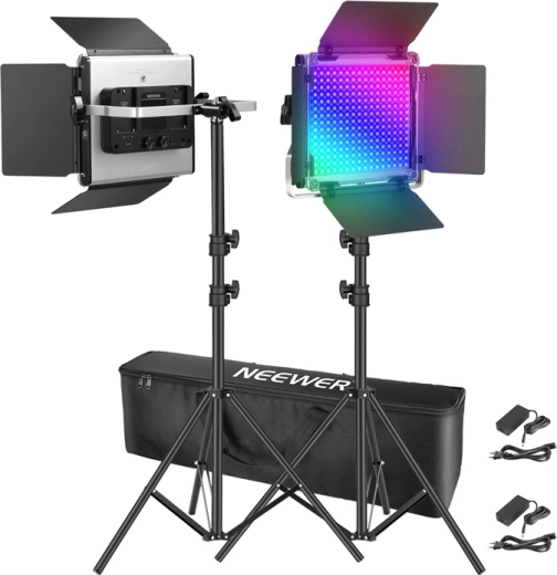 Neewer 2×660 pro ii rgb led światła ze statywami 200 cm