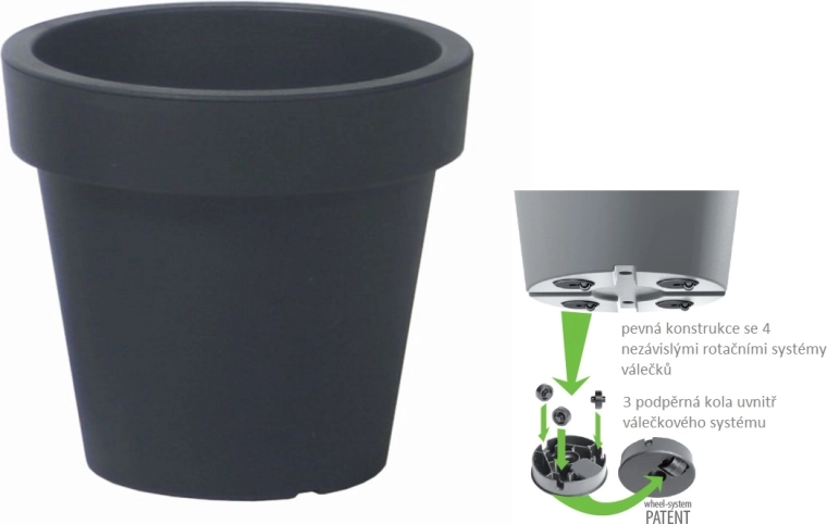Donica Lofly antracyt 58,2 cm z kółkami