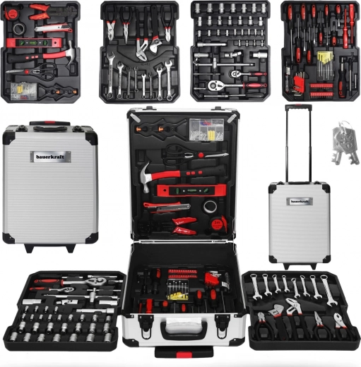 Duży zestaw narzędzi w mobilnej walizce – 189 sztuk