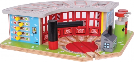 Bigjigs Rail drewniane depo dla 5 pociągów