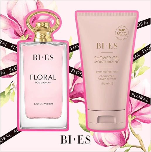 Zestaw prezentowy dla kobiet BI-ES Floral – woda perfumowana 90 ml + żel pod prysznic 150 ml