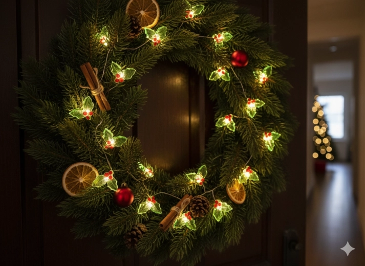 Magiczna świąteczna atmosfera z ciepłym światłem