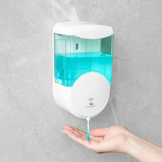 Automatyczny bezdotykowy dozownik mydła naścienny 600 ml, zasilany bateryjnie, biały